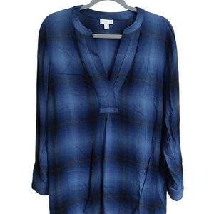 J. Jill Navy Plaid Blouse